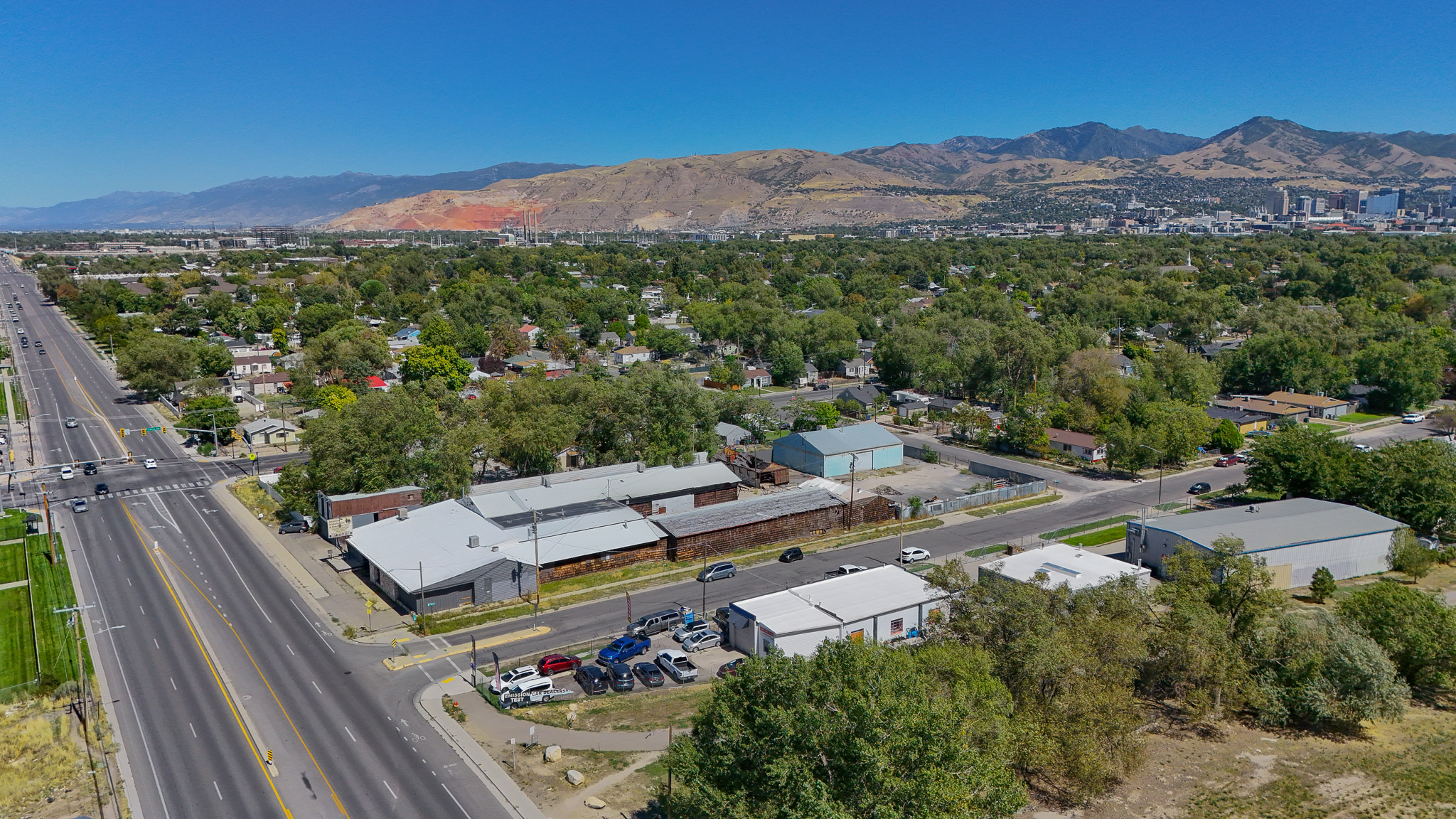 Aerial view Redwood Road Utah lot