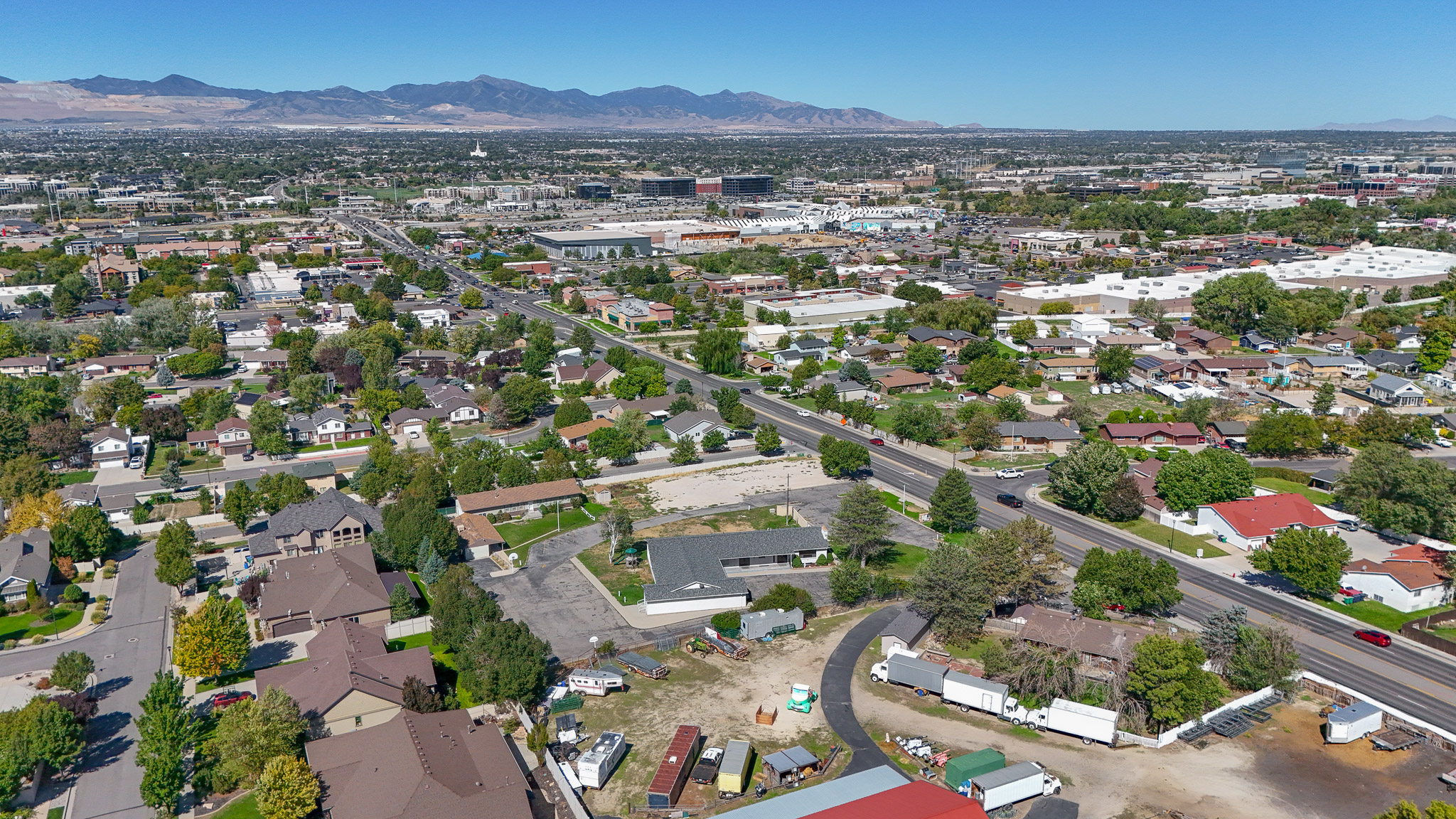 Aerial drone photo of lot listing in Sandy Utah