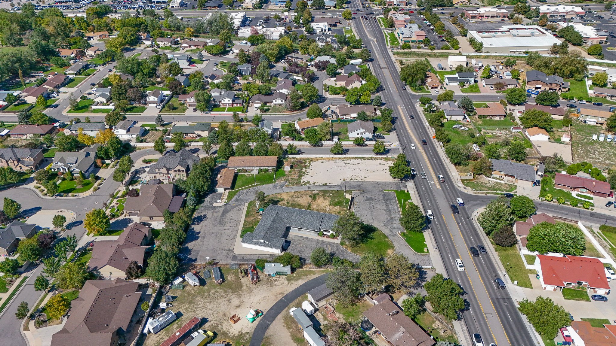 Aerial view Sandy Utah residential lot