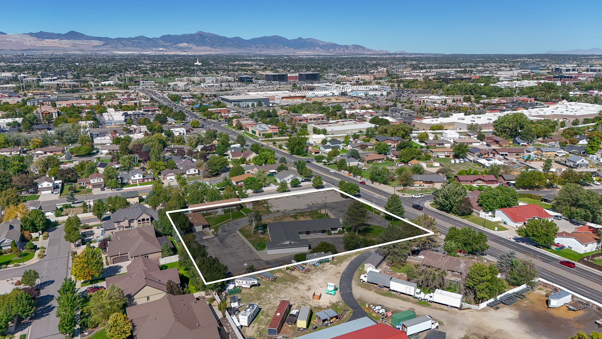 Property line overlay aerial photo Sandy Utah lot